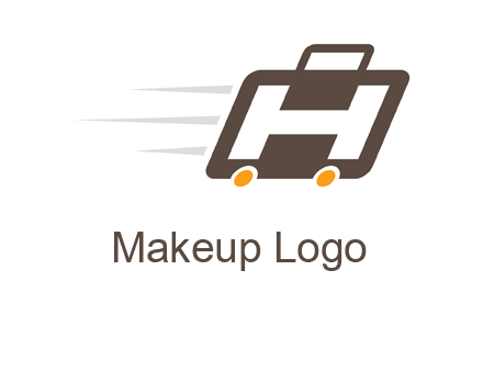 letter H in fast briefcase icon