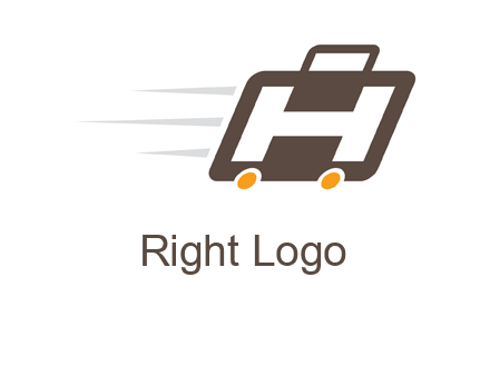 letter H in fast briefcase icon