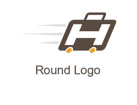 letter H in fast briefcase icon