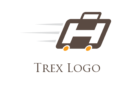 letter H in fast briefcase icon