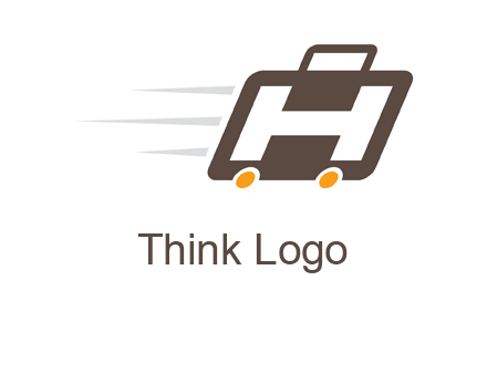 letter H in fast briefcase icon