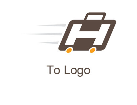 letter H in fast briefcase icon
