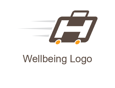 letter H in fast briefcase icon