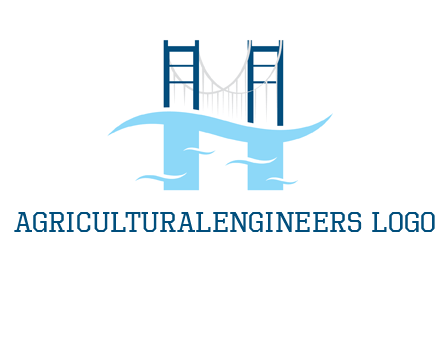waves and bridge letter h logo
