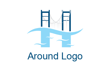 waves and bridge letter h logo