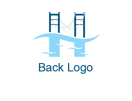 waves and bridge letter h logo