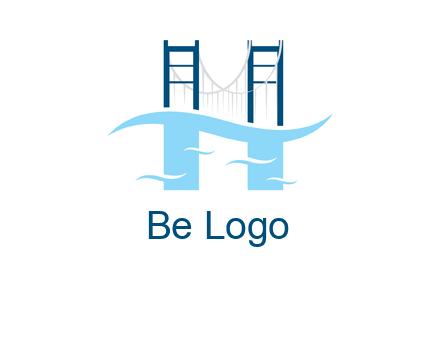 waves and bridge letter h logo