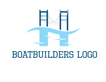waves and bridge letter h logo