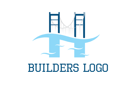waves and bridge letter h logo