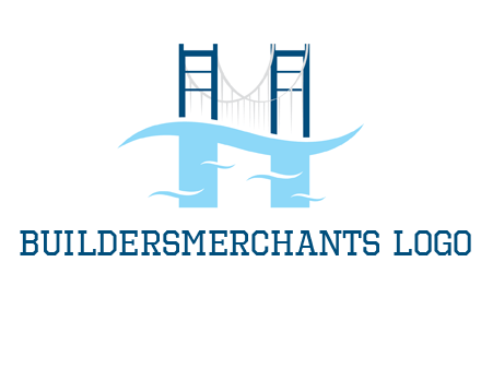 waves and bridge letter h logo