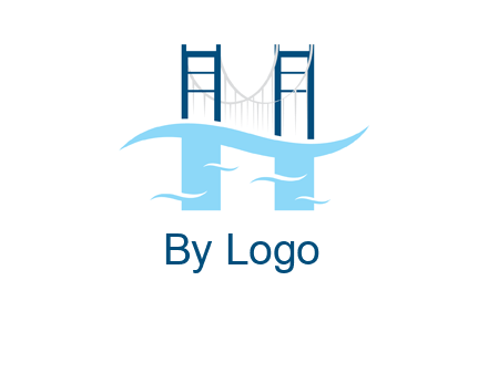 waves and bridge letter h logo