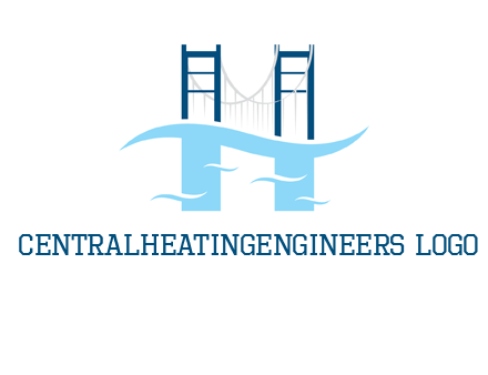 waves and bridge letter h logo