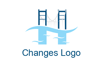 waves and bridge letter h logo