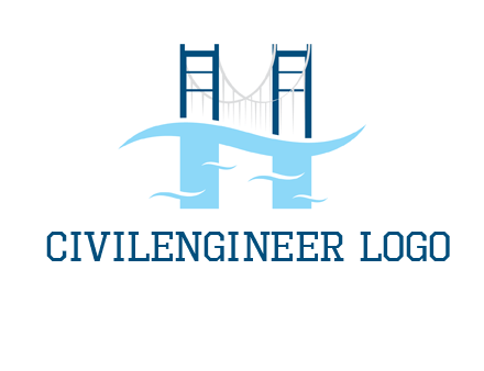 waves and bridge letter h logo