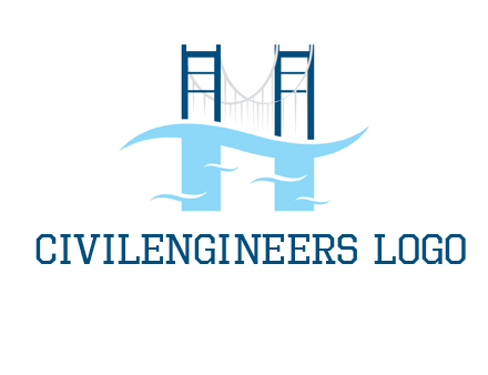 waves and bridge letter h logo