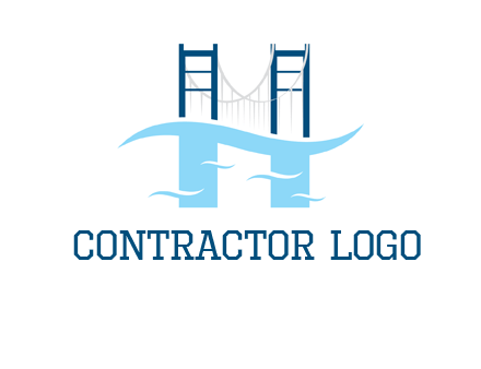 waves and bridge letter h logo