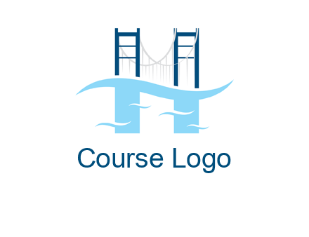 waves and bridge letter h logo