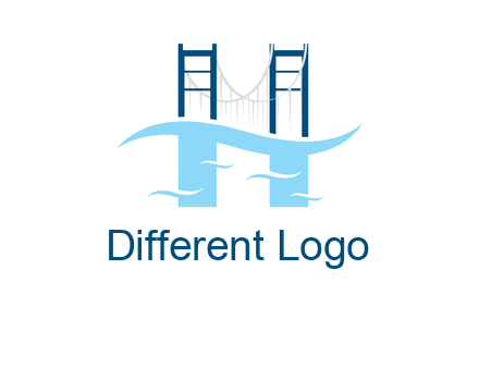 waves and bridge letter h logo