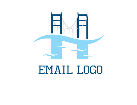 waves and bridge letter h logo