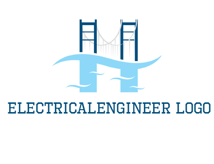 waves and bridge letter h logo
