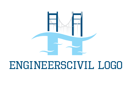 waves and bridge letter h logo