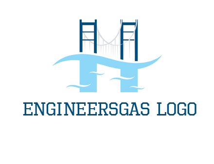 waves and bridge letter h logo