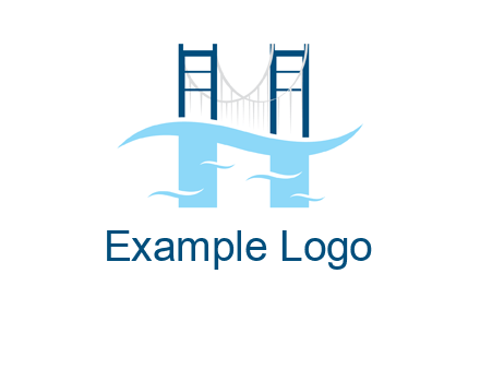 waves and bridge letter h logo