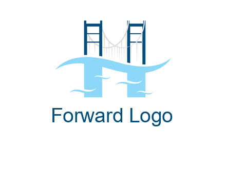 waves and bridge letter h logo