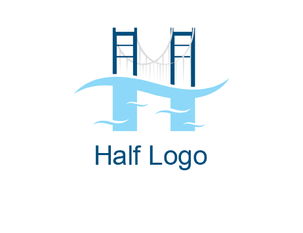 waves and bridge letter h logo