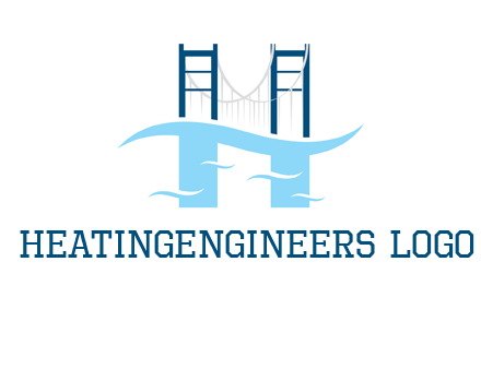 waves and bridge letter h logo