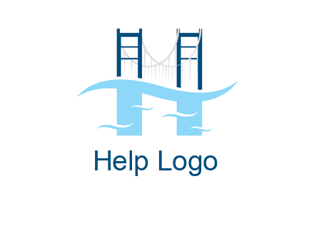 waves and bridge letter h logo