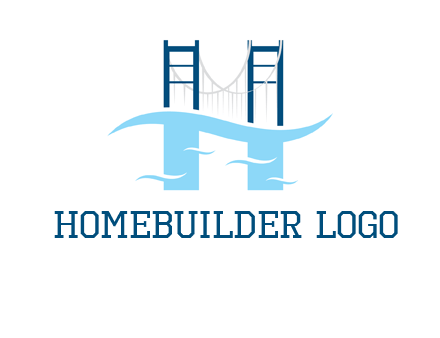 waves and bridge letter h logo