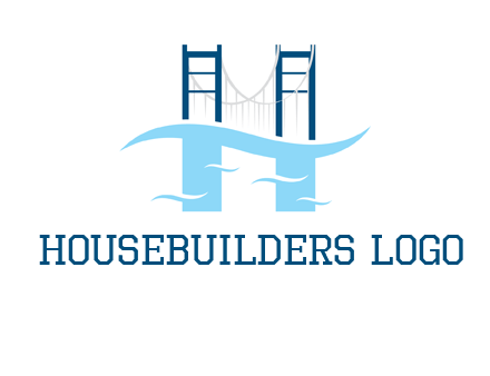 waves and bridge letter h logo