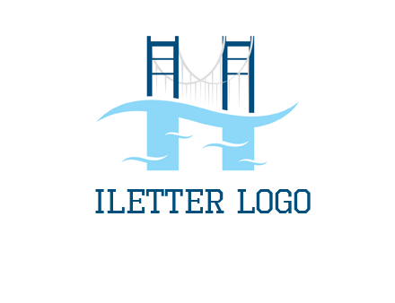 waves and bridge letter h logo