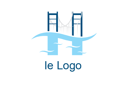 waves and bridge letter h logo