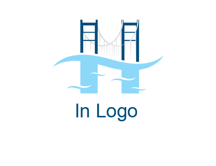 waves and bridge letter h logo