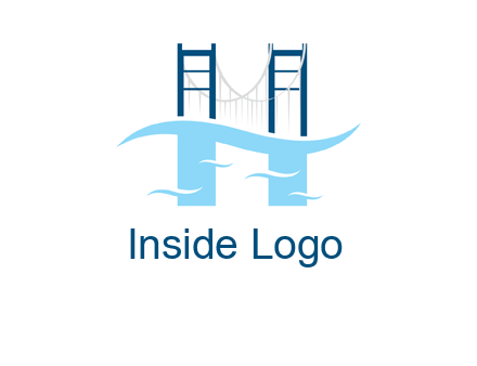 waves and bridge letter h logo