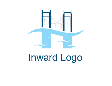 waves and bridge letter h logo