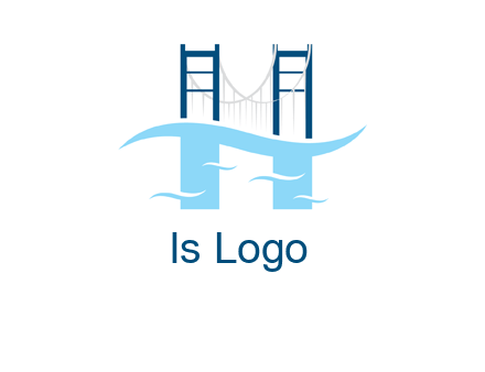 waves and bridge letter h logo
