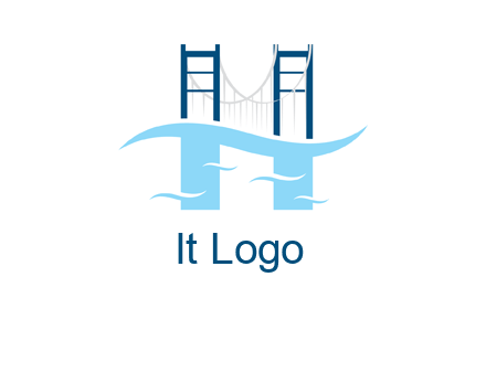 waves and bridge letter h logo