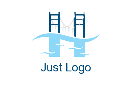 waves and bridge letter h logo