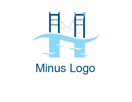 waves and bridge letter h logo