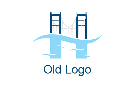 waves and bridge letter h logo