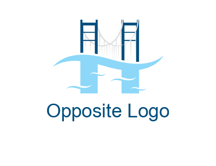 waves and bridge letter h logo