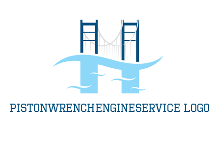 waves and bridge letter h logo