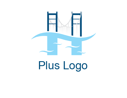 waves and bridge letter h logo