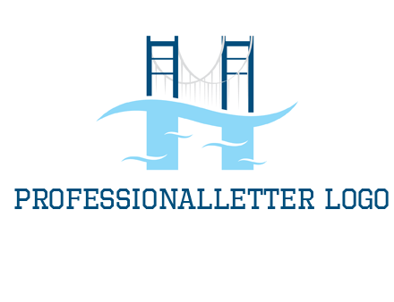 waves and bridge letter h logo