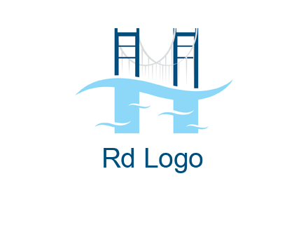 waves and bridge letter h logo