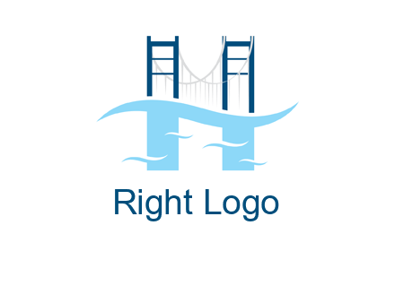 waves and bridge letter h logo