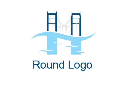 waves and bridge letter h logo